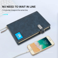 2021 New Leather Diary Wireless LED Logo Notebook with Powerbank and USB